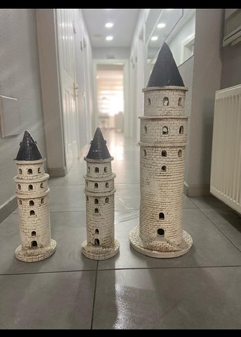 Beyaz ve Gri Deniz Feneri Biblo Seti - Görsel 2