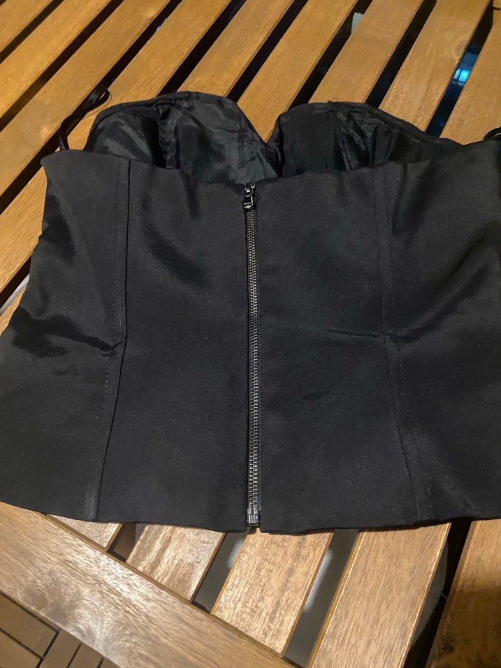 Siyah Bantlı Straplez Mini Büstiyer - Görsel 2