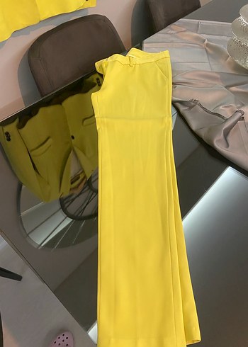 Sarı Düğmeli Kadın Blazer Ceket pantolon - Görsel 4