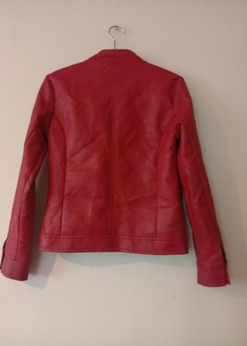 Kırmızı Kadın Deri Ceket - Görsel 2