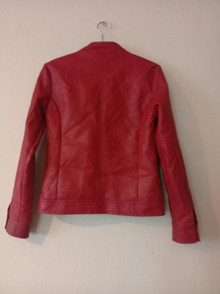 Kırmızı Kadın Deri Ceket - Görsel 2