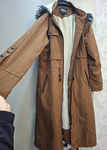 kahverengi Uzun Kadın Kışlık mont - Görsel 2