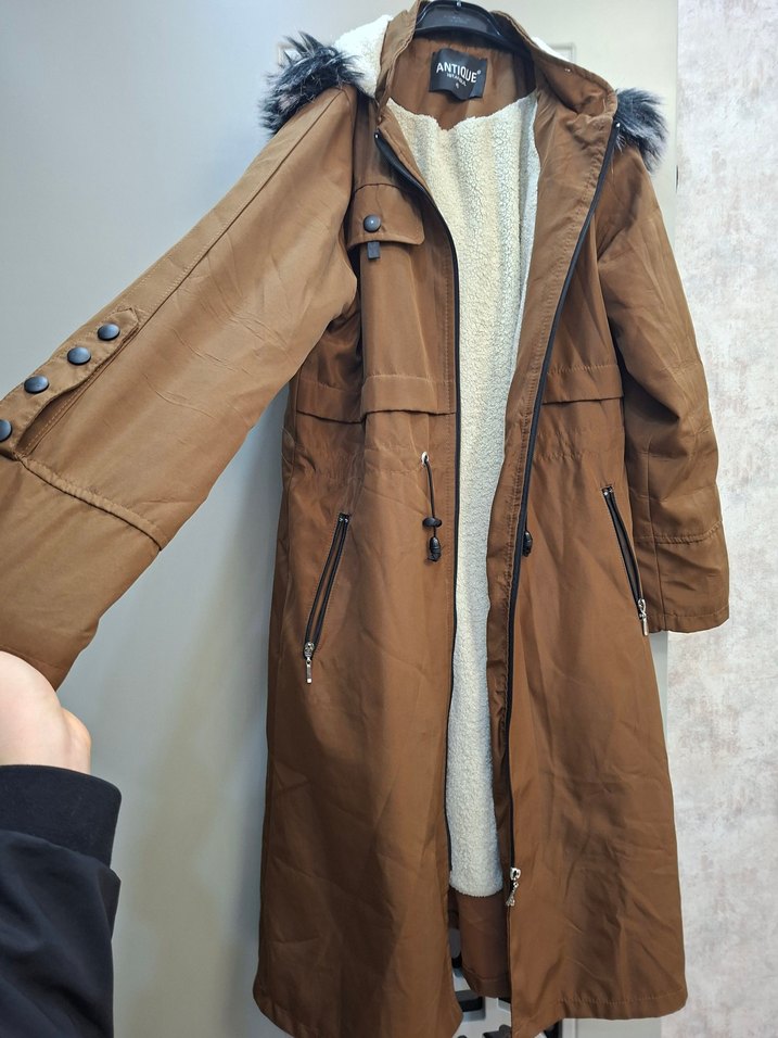 kahverengi Uzun Kadın Kışlık mont - Görsel 2