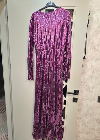 Mor Püsküllü Uzun Abiye Elbise - Görsel 2