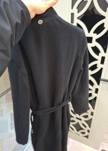 Kadın siyah Uzun Kemerli Kaban - Görsel 3