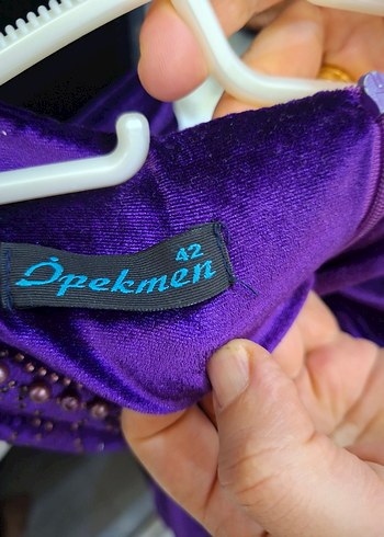 Mor Kadife Uzun Kollu Gotik Abiye Elbise - Görsel 3