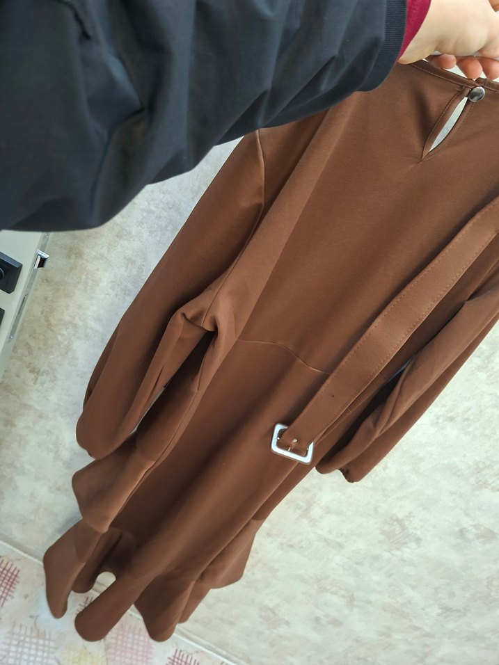 Kadın Kahverengi Uzun Kollu  Elbise - Görsel 3