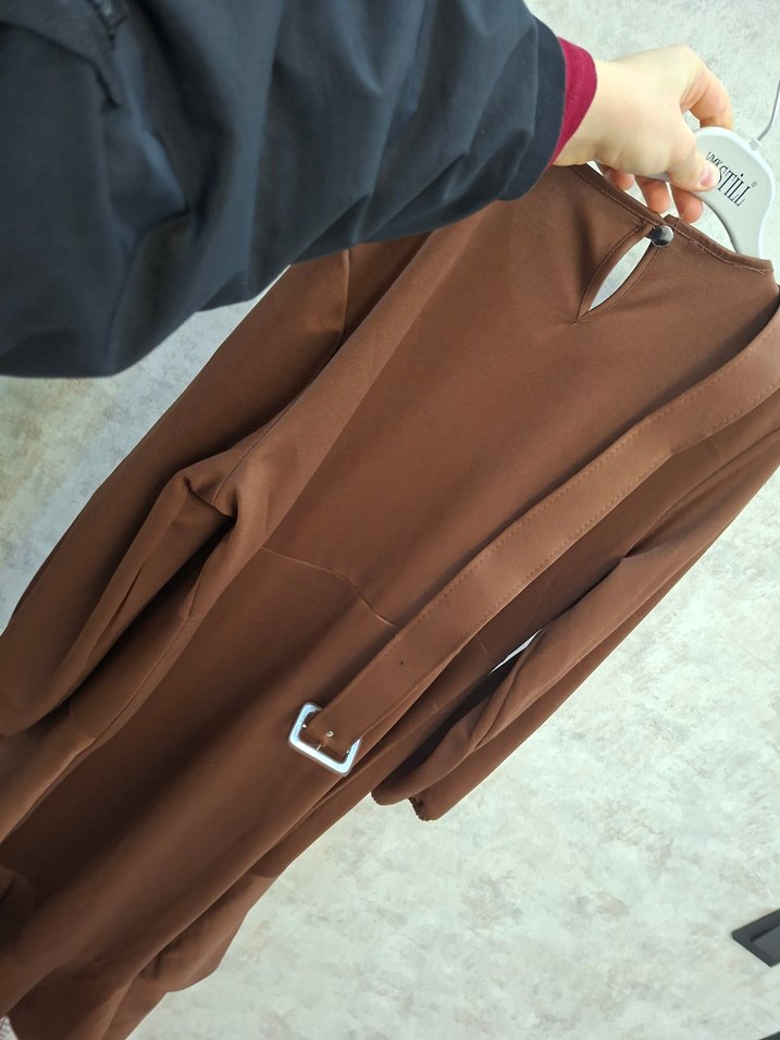 Kadın Kahverengi Uzun Kollu  Elbise - Görsel 4