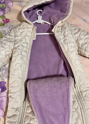 Beyaz Kürklü Bebek Kız Kar Tulumu - Görsel 3