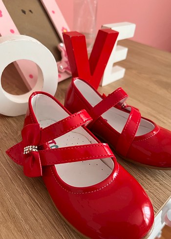 Kız Çocuk Kırmızı Fiyonk Detaylı Babet - Görsel 2