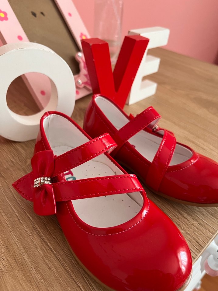 Kız Çocuk Kırmızı Fiyonk Detaylı Babet - Görsel 2