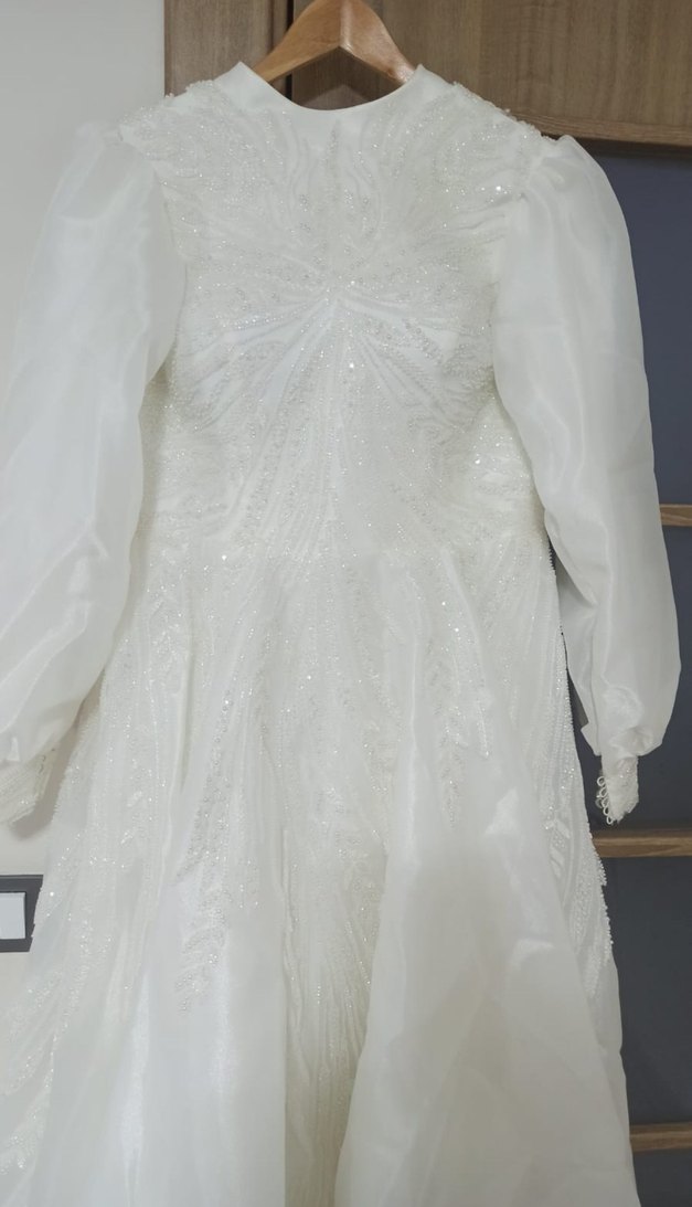 Klasik Beyaz A Kesim Gelinlik - Görsel 3