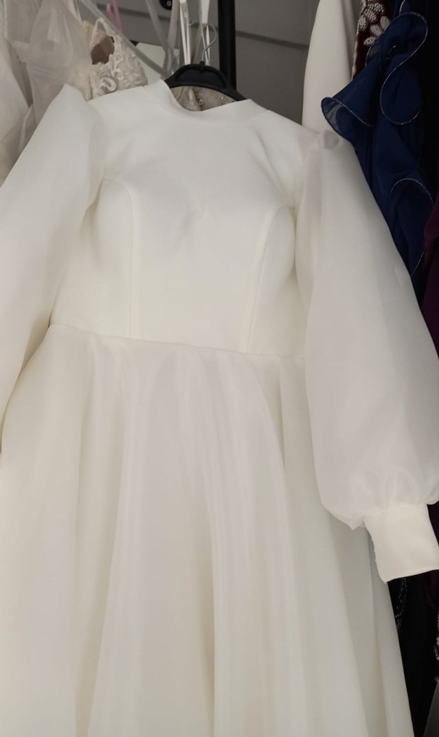 Klasik Beyaz A Kesim Gelinlik - Görsel 5