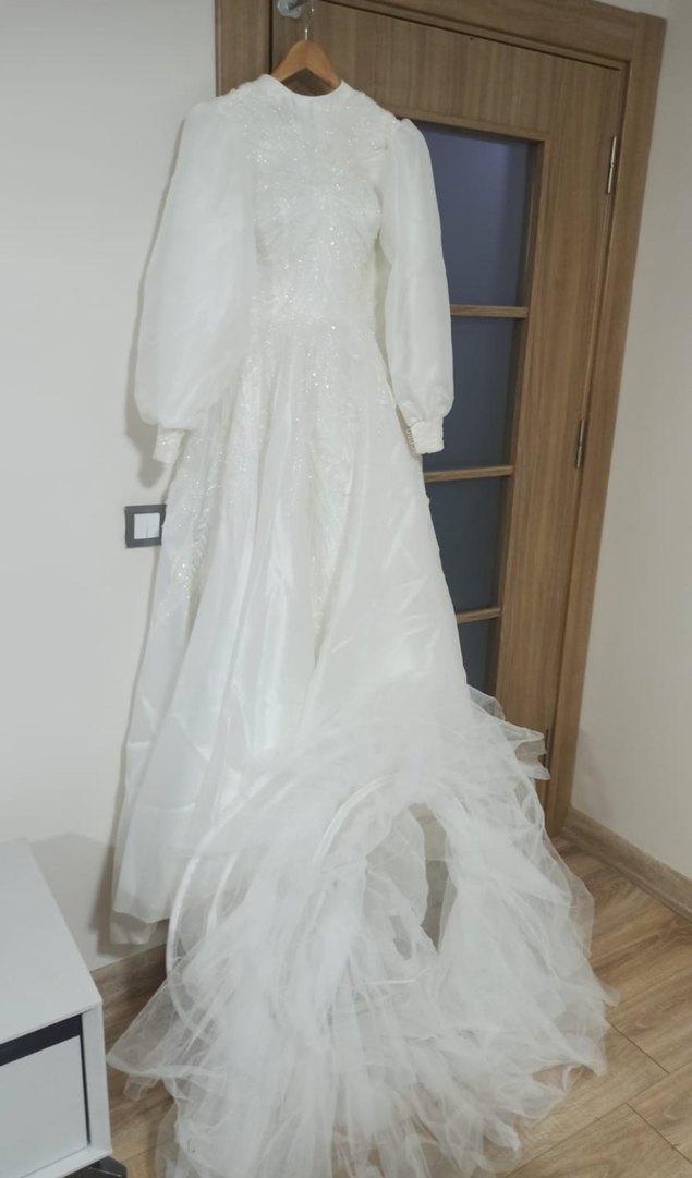 Klasik Beyaz A Kesim Gelinlik - Görsel 2