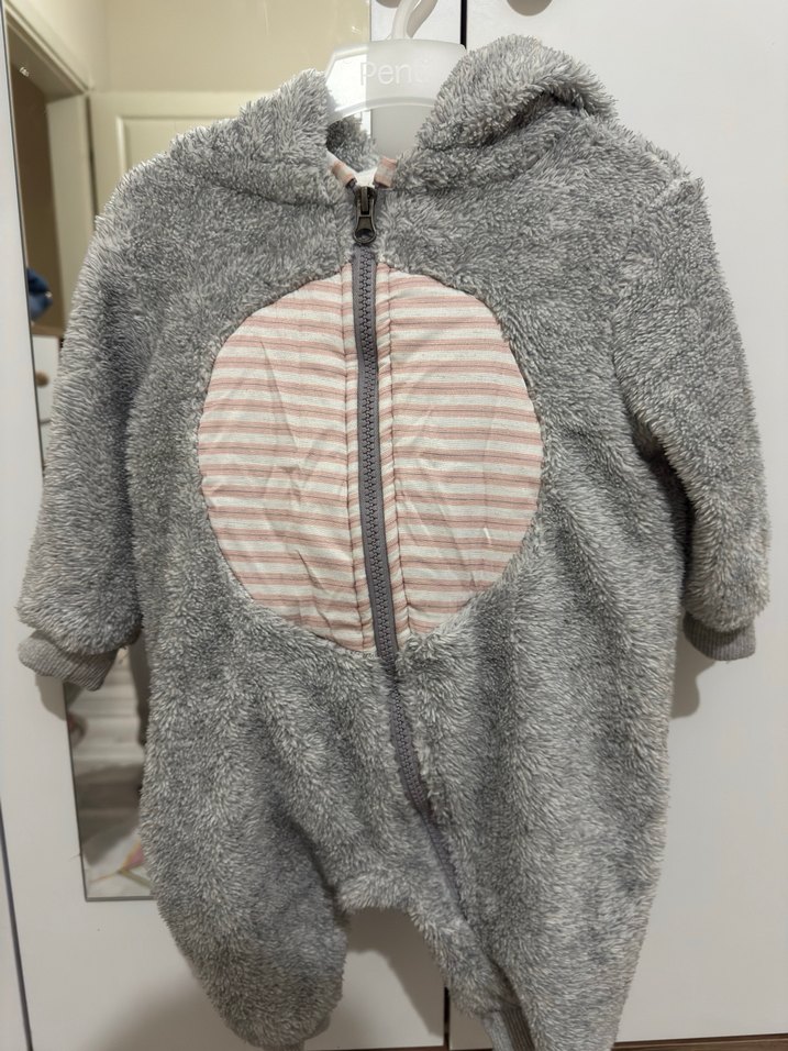 Gri Erkek Bebek Peluş Tulum - Görsel 2