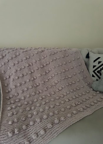 Gri Nakışlı Örgü Çocuk Battaniyesi - Görsel 3