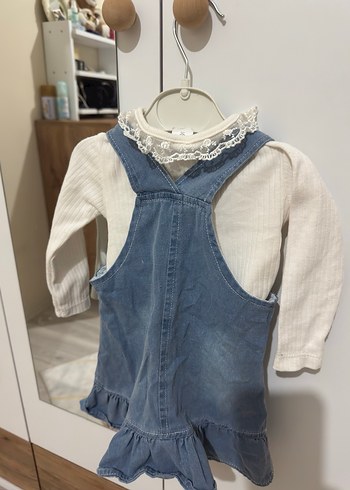 Nakışlı Mavi Kız Kot Slopet - Görsel 2