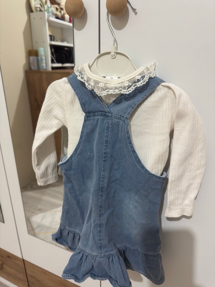 Nakışlı Mavi Kız Kot Slopet - Görsel 2