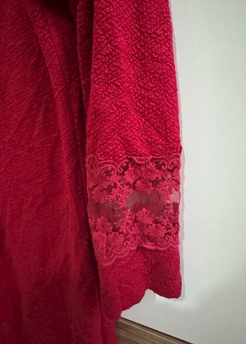 Kadın Kırmızı Triko Midi Elbise - Görsel 2