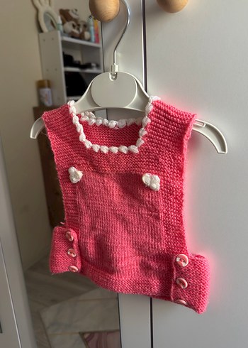 Pembe Örgü Kız Bebek üst - Görsel 2