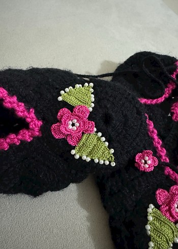 Nakışlı Örgü Kadın Ev patigi - Görsel 4