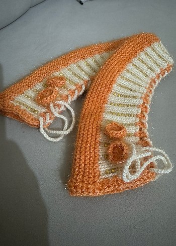 Nakışlı Örgü Beyaz Kadın patik - Görsel 2