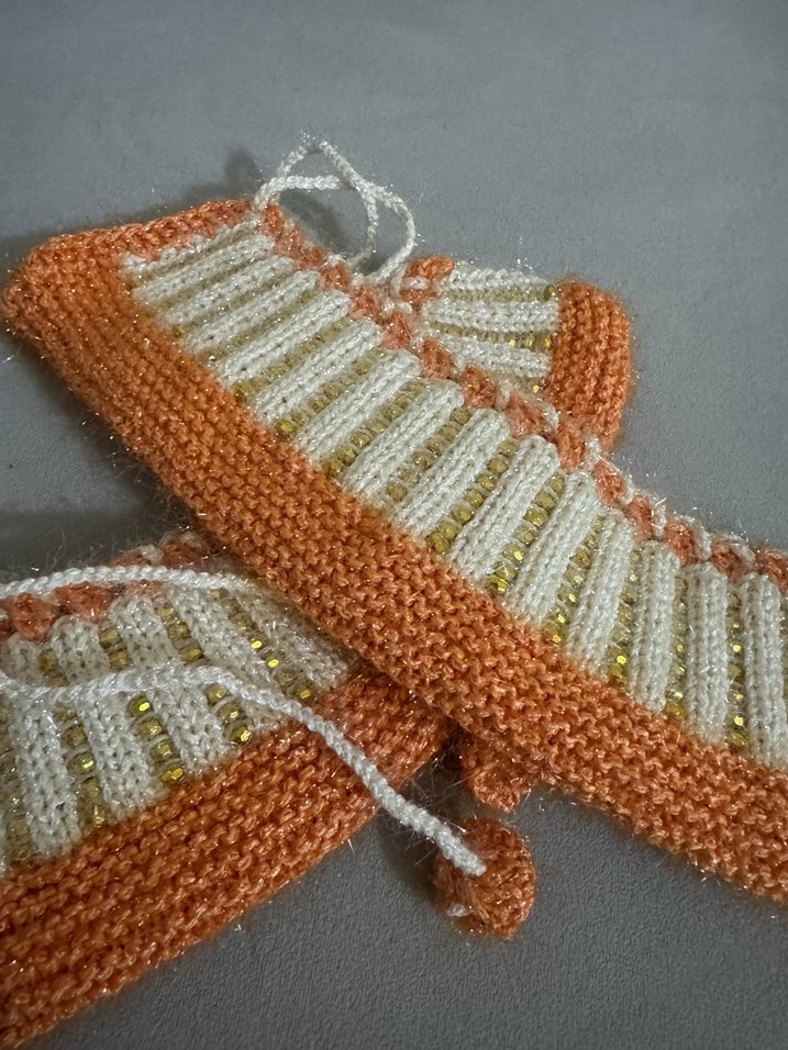 Nakışlı Örgü Beyaz Kadın patik - Görsel 4