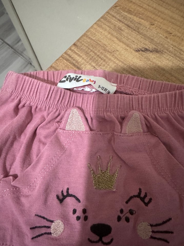 Kız Çocuk Pembe Baskılı Pamuklu Şort - Görsel 2