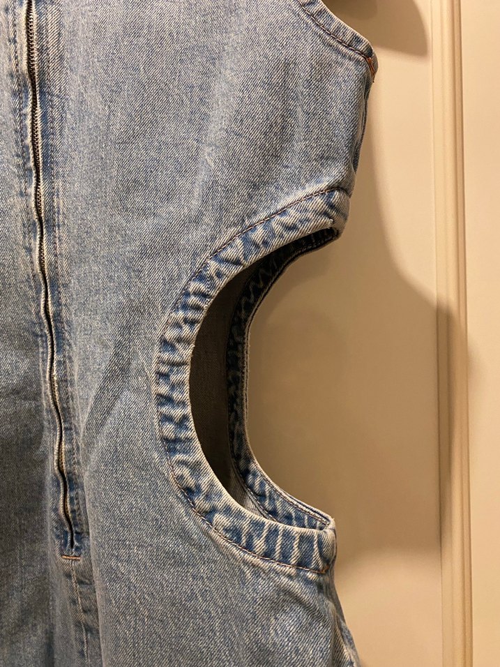 Kadın Mavi Kot Kemerli Midi Elbise - Görsel 3