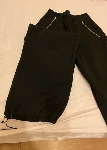 Fermuarlı Siyah Kadın Eşofman Altı - Görsel 2