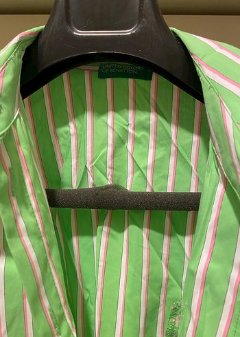 Yeşil Çizgili Uzun Kollu Kadın Gömlek - Görsel 3