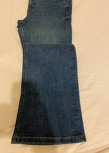 Kadın Mavi Denim Fermuarlı İspanyol paça Jean - Görsel 3