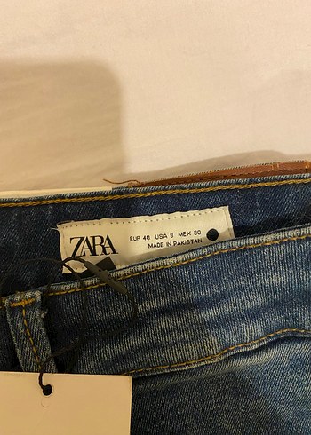 Kadın Mavi Denim Fermuarlı İspanyol paça Jean - Görsel 2