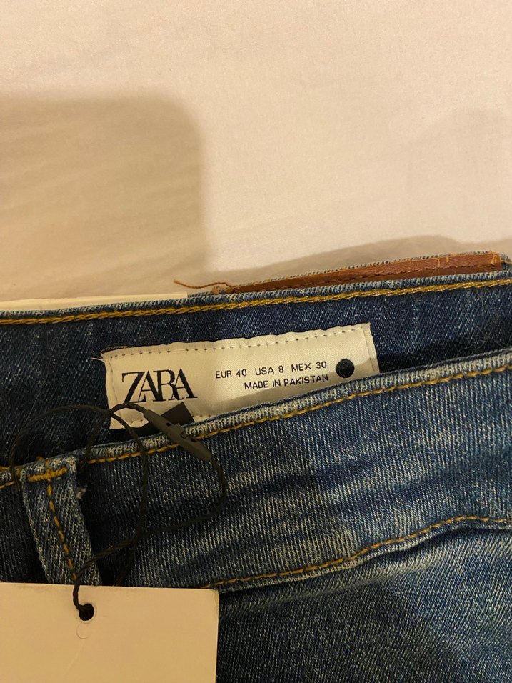 Kadın Mavi Denim Fermuarlı İspanyol paça Jean - Görsel 2