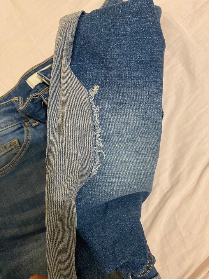 Gevşek Kesim Mavi Denim Midi Şort - Görsel 3