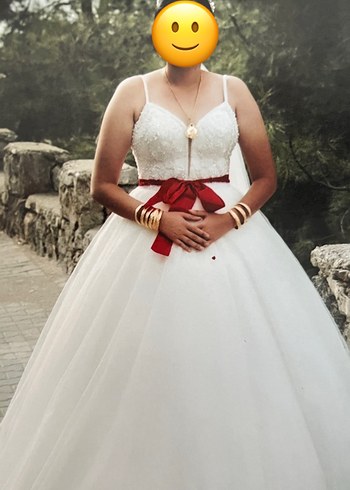 Beyaz Straplez Midi A-Line Gelinlik - Görsel 2