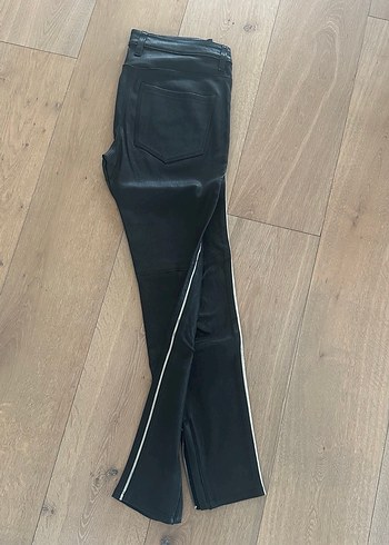 Kadın Siyah Deri Biker Pantolon - Görsel 3