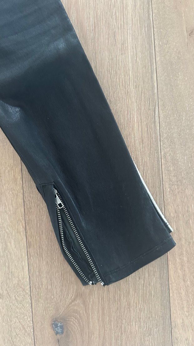 Kadın Siyah Deri Biker Pantolon - Görsel 2