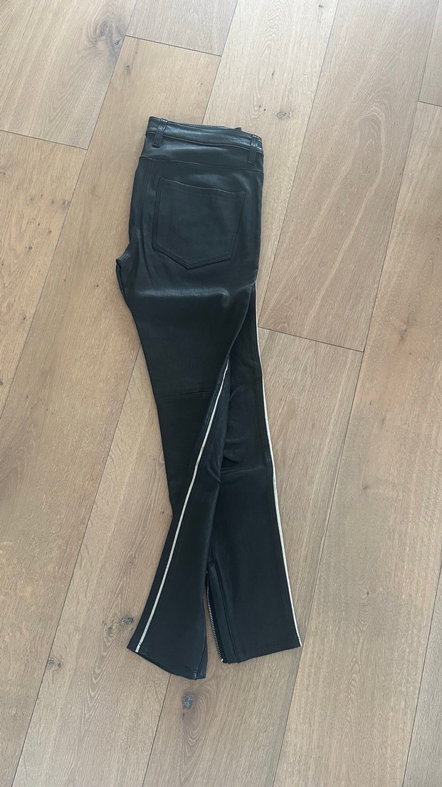Kadın Siyah Deri Biker Pantolon - Görsel 3