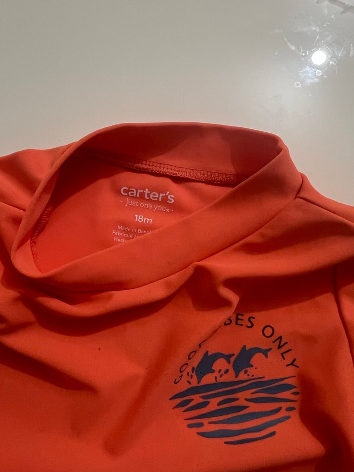 Carters Erkek Çocuk Turuncu Uzun Kollu Mayo Üstü ve Desenli Şort - Görsel 5