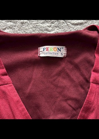 Bordo Uzun Kollu Fırfırlı Uzun Elbise  s beden - Görsel 3