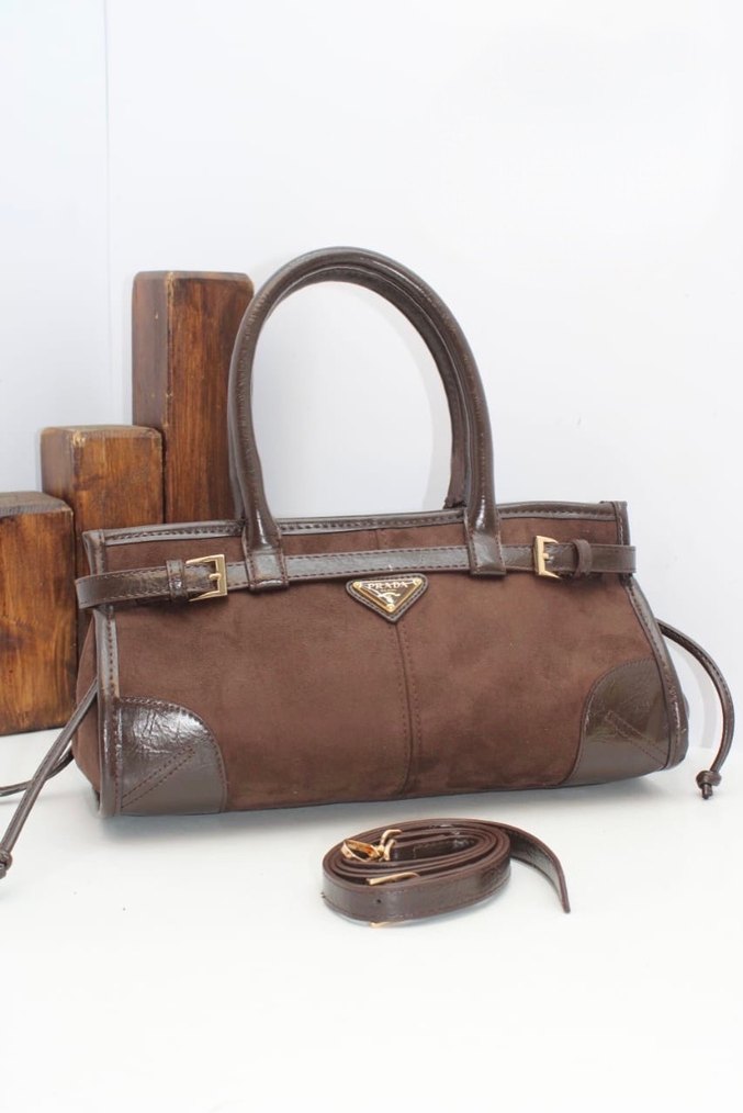 Kadın Süet Tokalı Çanta - Görsel 2