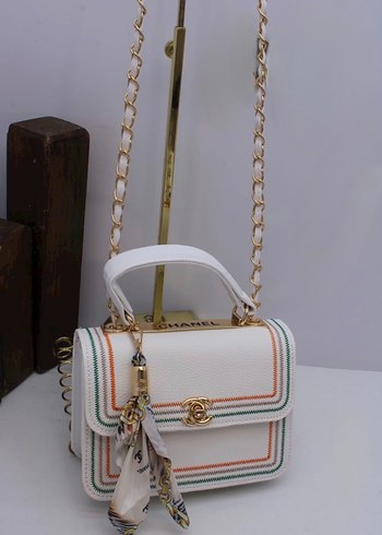 Renkli Desenli Zincir Detaylı Deri Kadın Çanta - Görsel 2