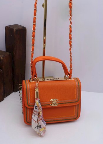 Renkli Desenli Zincir Detaylı Deri Kadın Çanta - Görsel 7