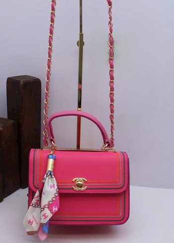 Renkli Desenli Zincir Detaylı Deri Kadın Çanta - Görsel 8