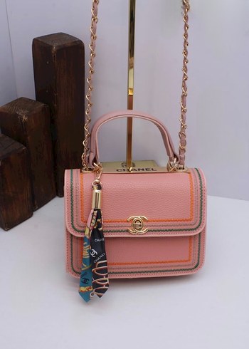 Renkli Desenli Zincir Detaylı Deri Kadın Çanta - Görsel 4