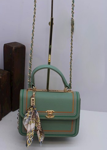 Renkli Desenli Zincir Detaylı Deri Kadın Çanta - Görsel 6