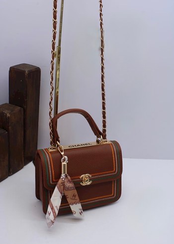 Renkli Desenli Zincir Detaylı Deri Kadın Çanta - Görsel 5