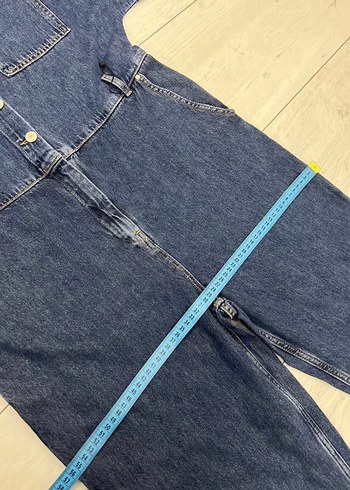 Kadın Lacivert Kemerli Denim Tulum - Görsel 5