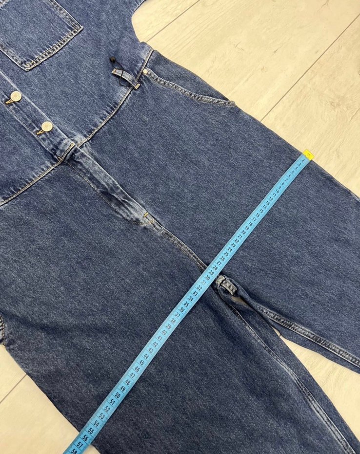 Kadın Lacivert Kemerli Denim Tulum - Görsel 5